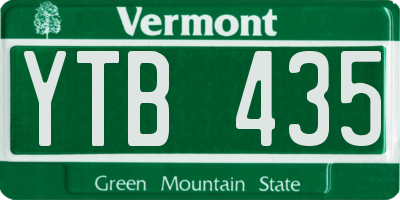 VT license plate YTB435