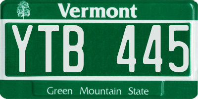 VT license plate YTB445