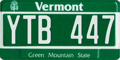 VT license plate YTB447