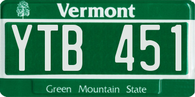 VT license plate YTB451