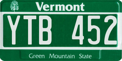 VT license plate YTB452