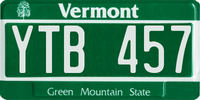 VT license plate YTB457
