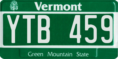 VT license plate YTB459