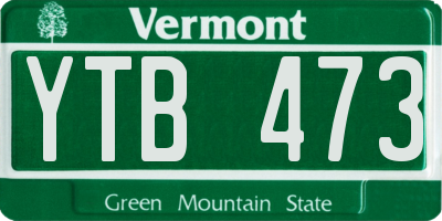 VT license plate YTB473