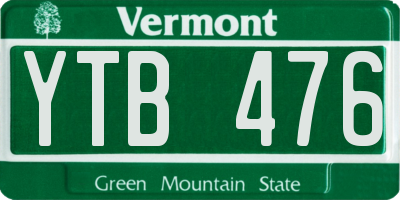 VT license plate YTB476