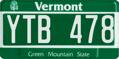 VT license plate YTB478