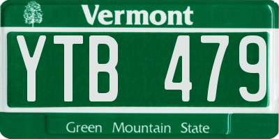 VT license plate YTB479