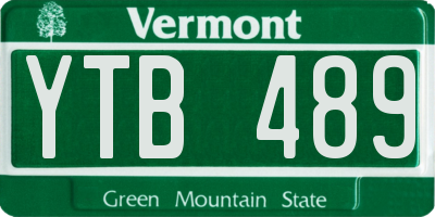 VT license plate YTB489
