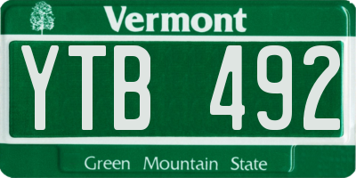 VT license plate YTB492