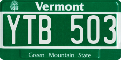 VT license plate YTB503