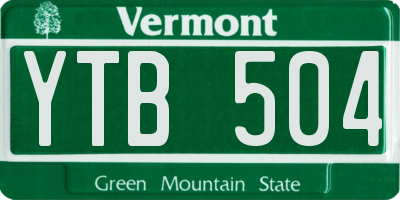 VT license plate YTB504