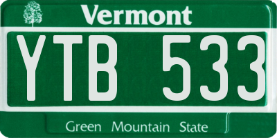 VT license plate YTB533