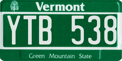 VT license plate YTB538