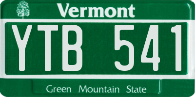 VT license plate YTB541