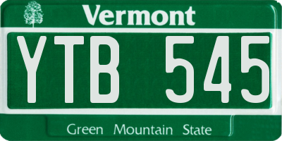VT license plate YTB545