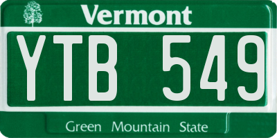 VT license plate YTB549