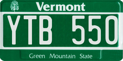VT license plate YTB550