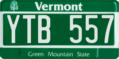 VT license plate YTB557