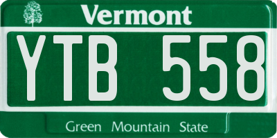 VT license plate YTB558