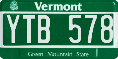 VT license plate YTB578