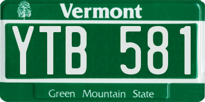 VT license plate YTB581