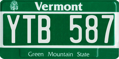 VT license plate YTB587