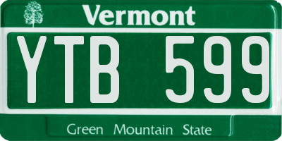 VT license plate YTB599
