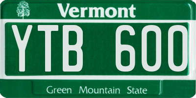 VT license plate YTB600