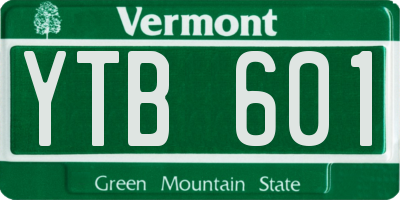 VT license plate YTB601