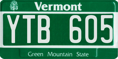 VT license plate YTB605