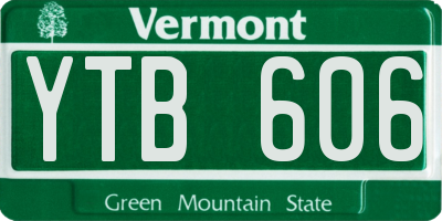 VT license plate YTB606