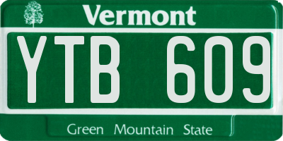 VT license plate YTB609