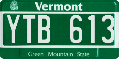 VT license plate YTB613