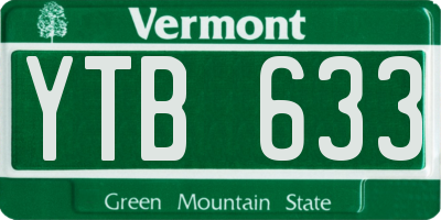 VT license plate YTB633