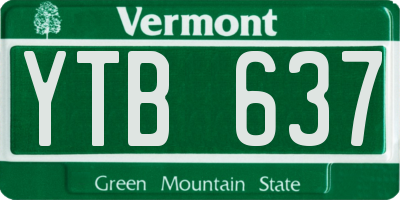 VT license plate YTB637
