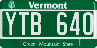 VT license plate YTB640