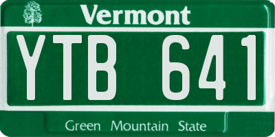 VT license plate YTB641