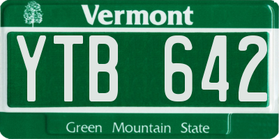 VT license plate YTB642