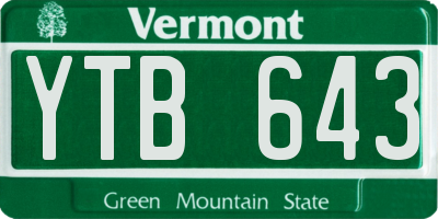 VT license plate YTB643