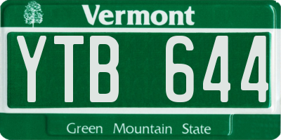 VT license plate YTB644