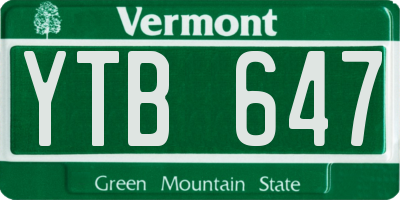 VT license plate YTB647