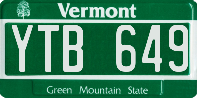 VT license plate YTB649