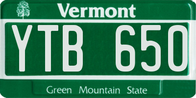 VT license plate YTB650
