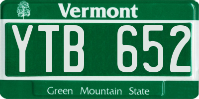 VT license plate YTB652