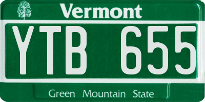VT license plate YTB655