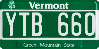 VT license plate YTB660