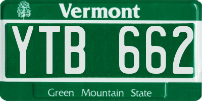 VT license plate YTB662