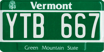VT license plate YTB667