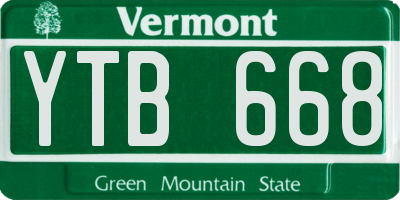 VT license plate YTB668