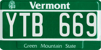 VT license plate YTB669